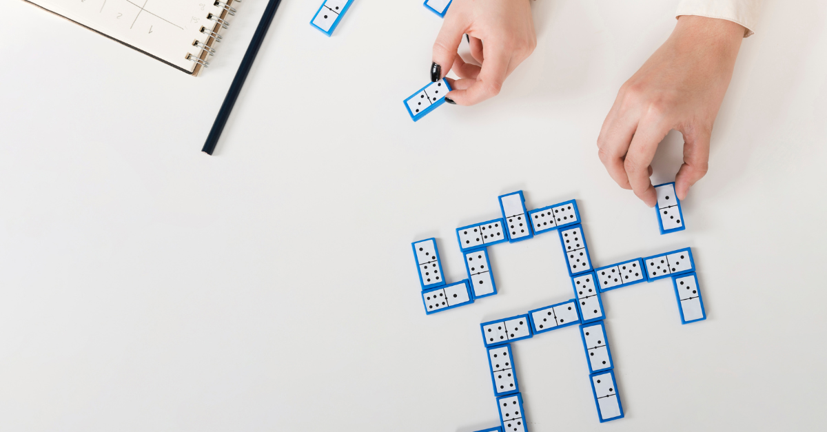 someone playing domino's